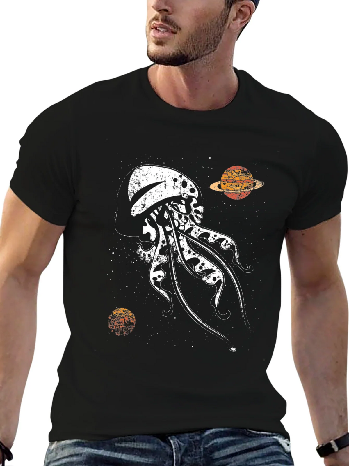 Skull Jellyfish Galaxy Black T-Shirt product image 6
