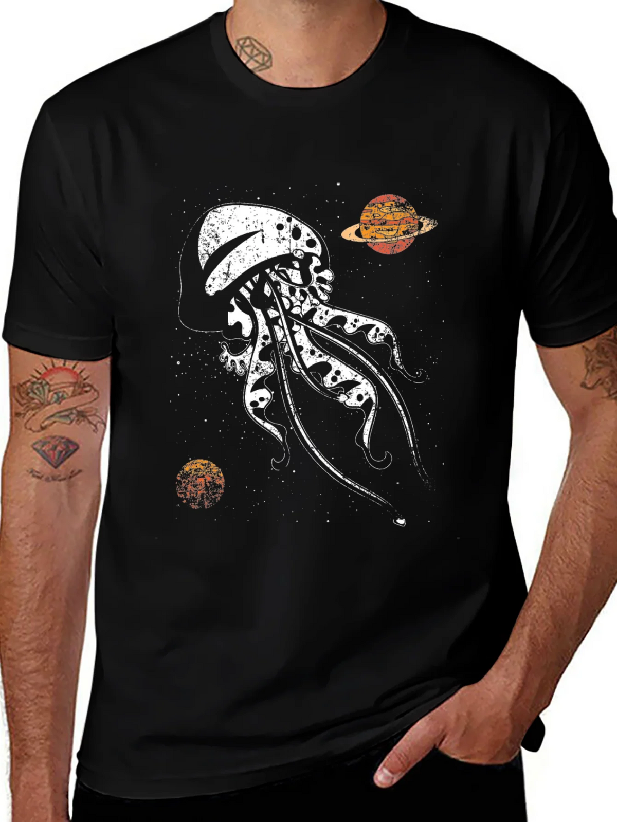Skull Jellyfish Galaxy Black T-Shirt product image 1