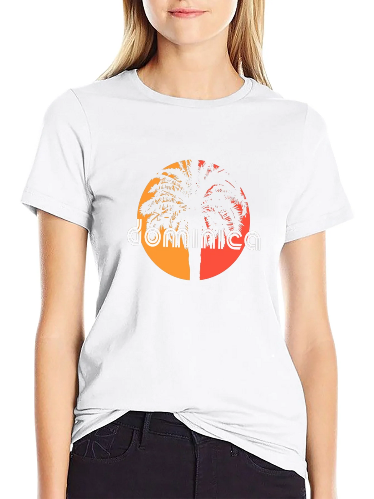 Dominica Palm Tree Sunset Graphic Tee product image 6