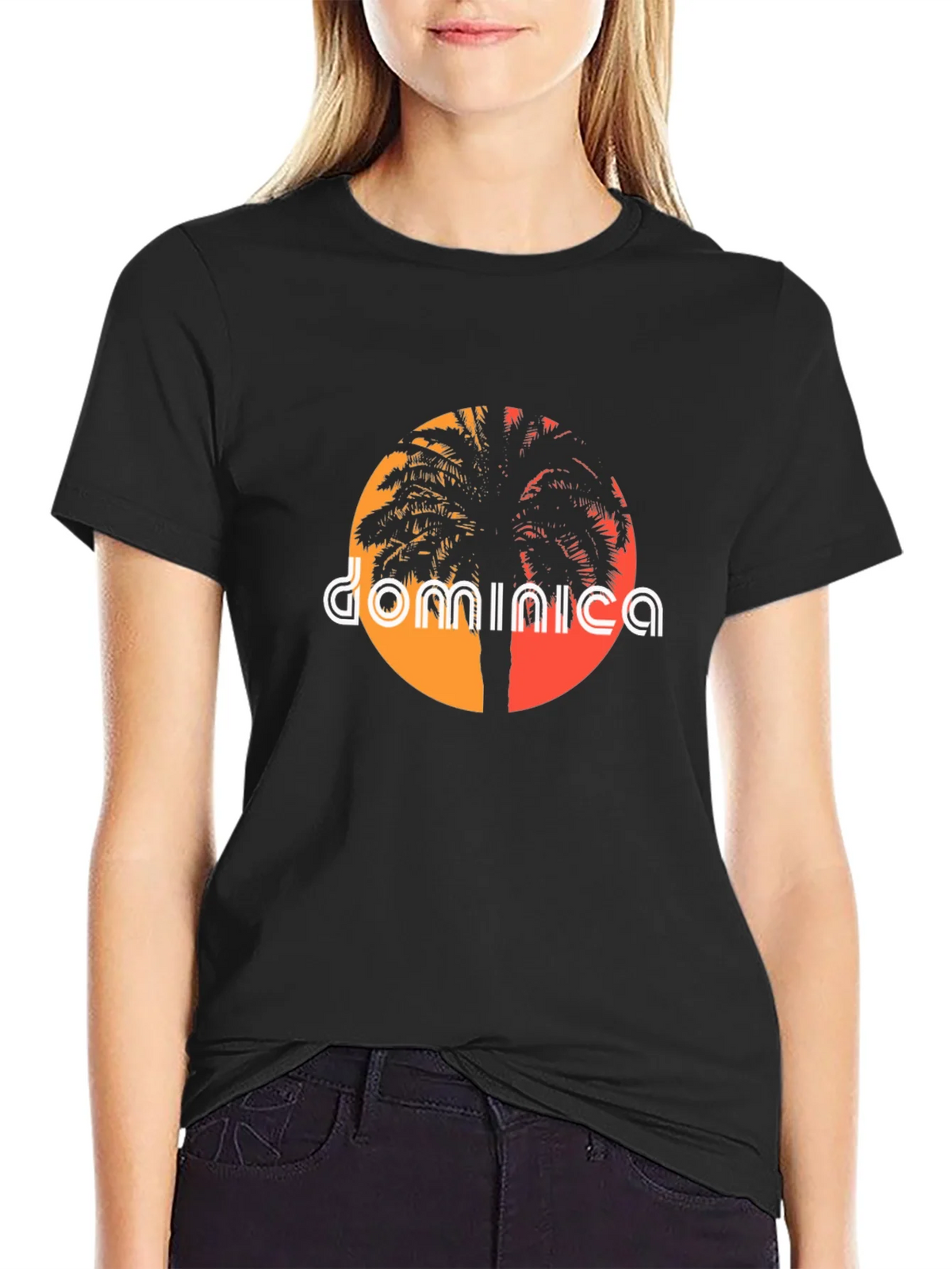 Dominica Palm Tree Sunset Graphic Tee product image 1