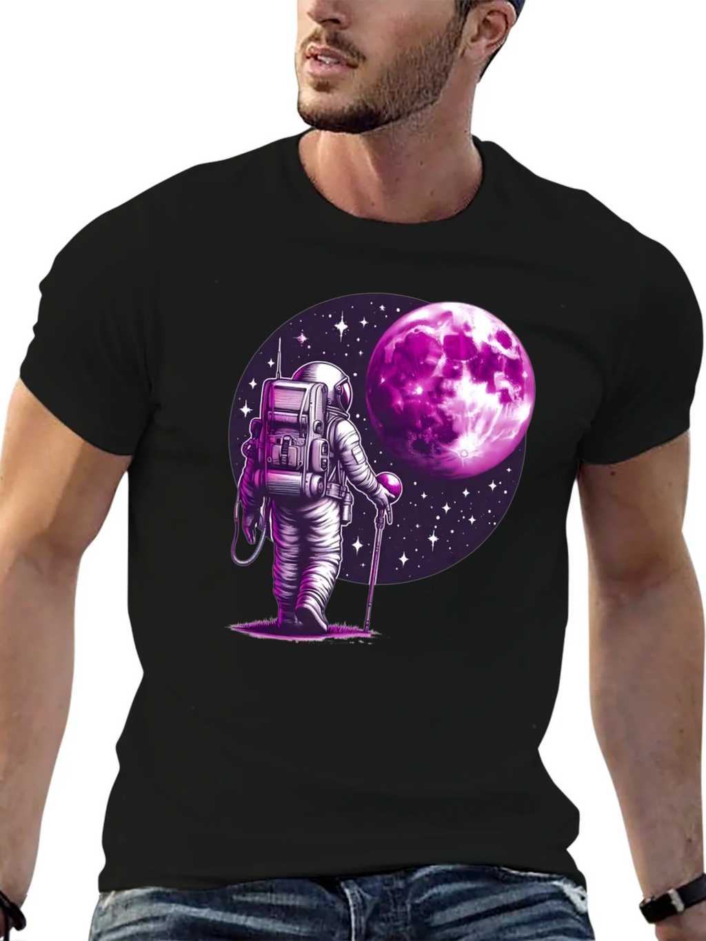 Astronaut Moon Graphic T-Shirt - Black product image 5