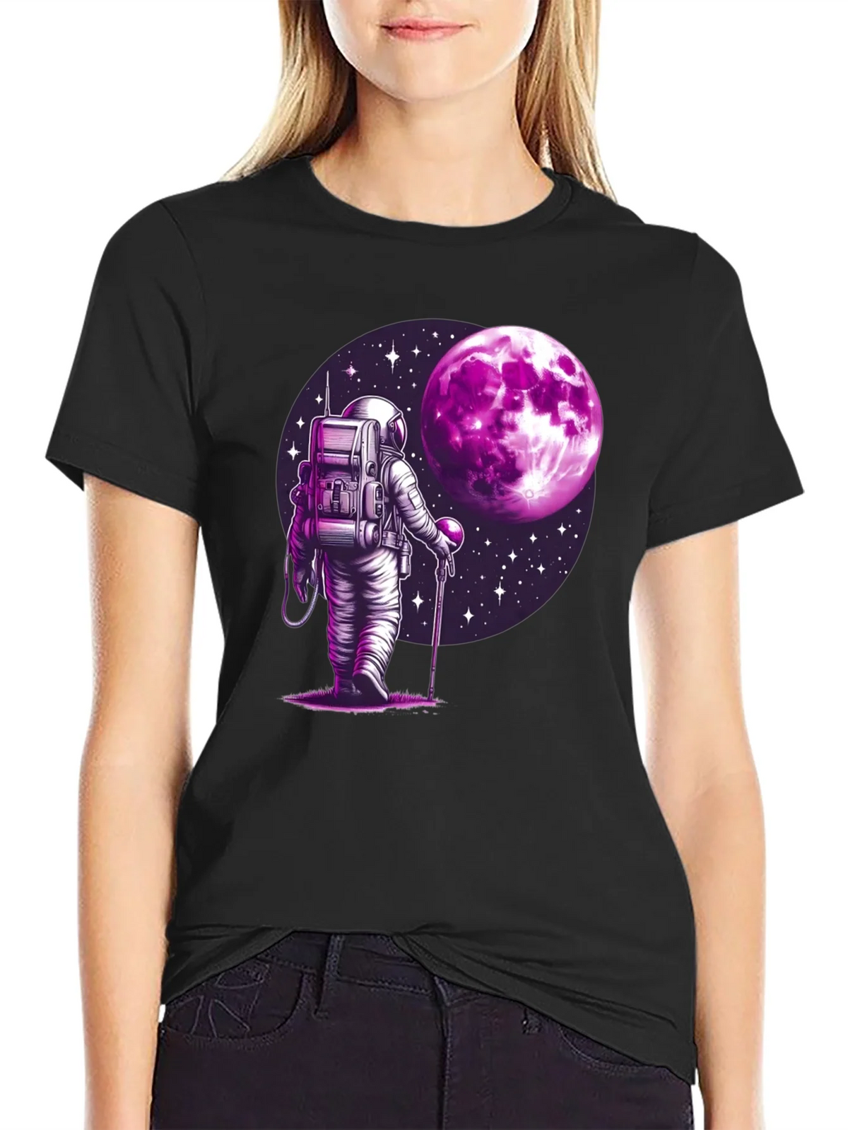 Astronaut Moon Graphic T-Shirt - Black product image 2