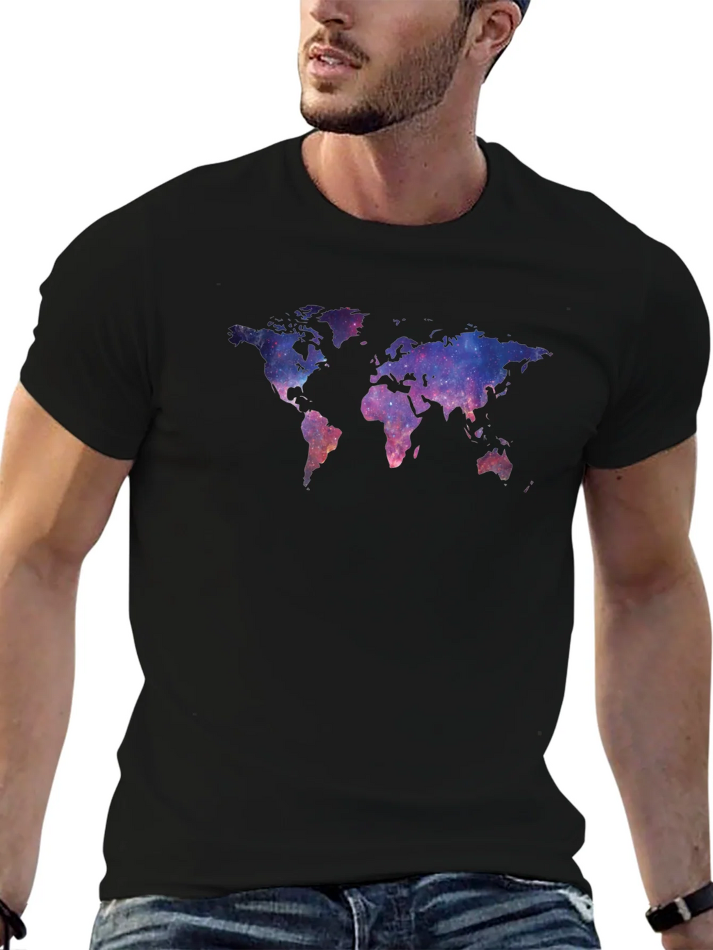 Galaxy World Map Graphic Tee - Black Unisex T-Shirt product image 4