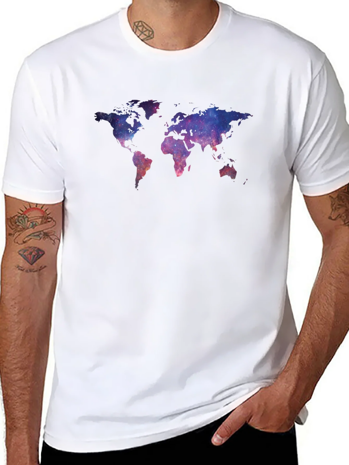 Galaxy World Map Graphic Tee - Black Unisex T-Shirt product image 5