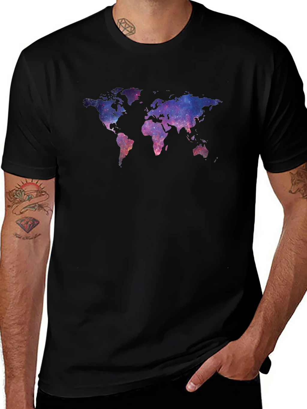 Galaxy World Map Graphic Tee - Black Unisex T-Shirt product image 1