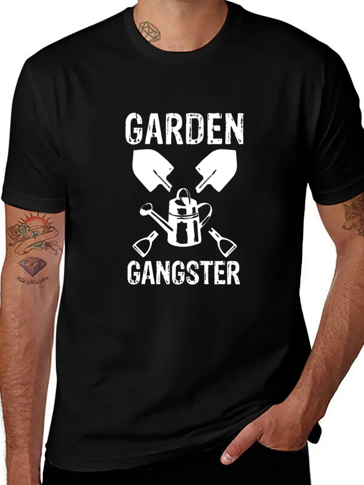 Garden Gangster Graphic T-Shirt - Black Cotton Tee product image 1
