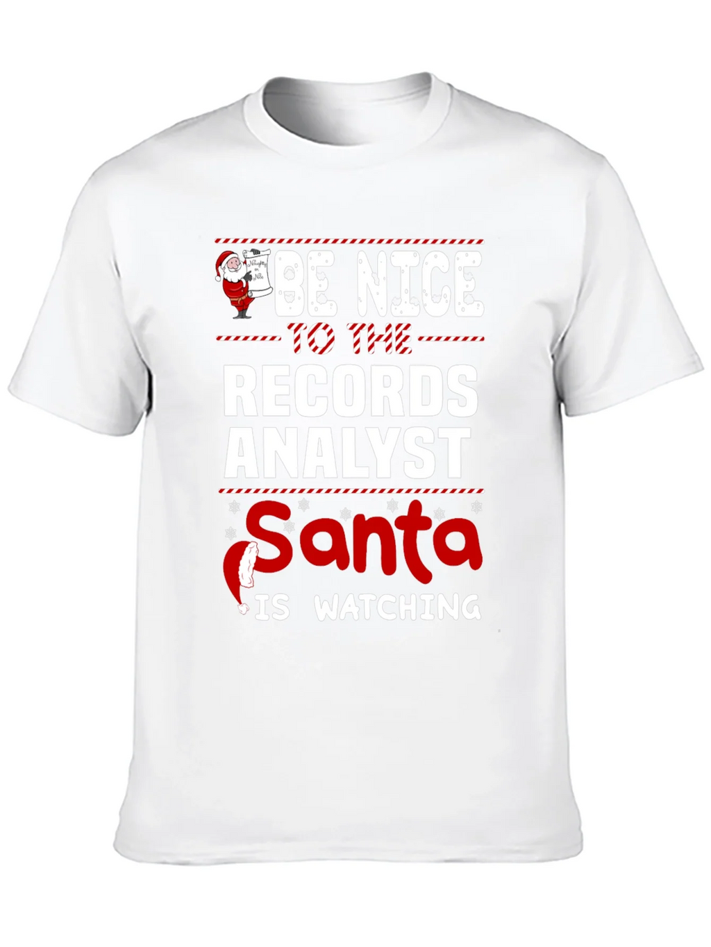 Records Analyst Santa Watching T-Shirt product image 9