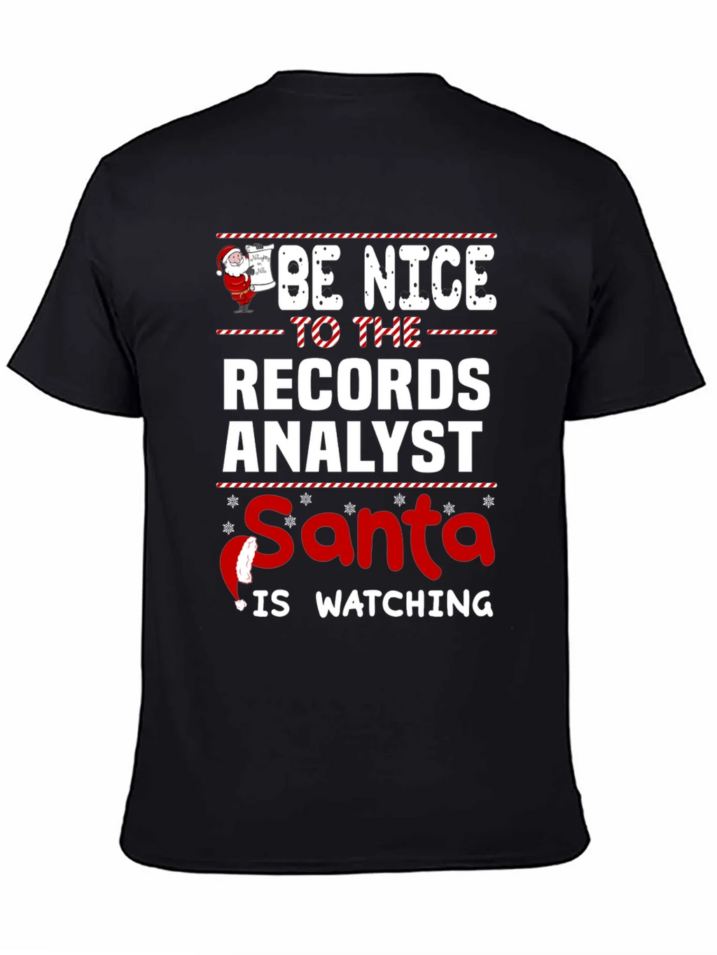 Records Analyst Santa Watching T-Shirt product image 4