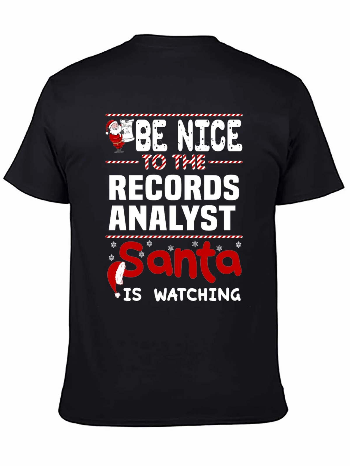 Records Analyst Santa Watching T-Shirt product image 4