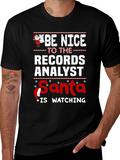 Records Analyst Santa Watching T-Shirt product image 1