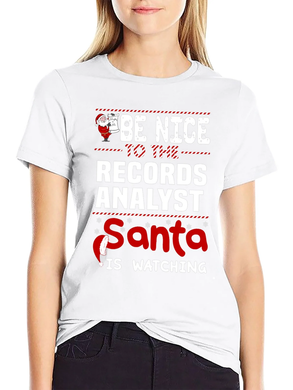 Records Analyst Santa Watching T-Shirt product image 8