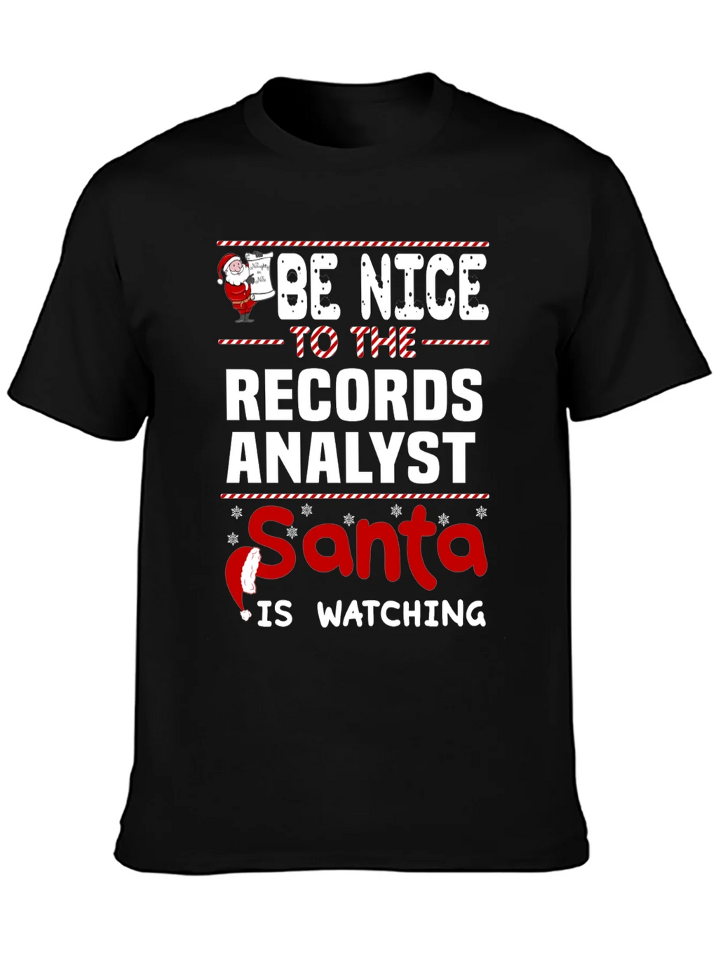 Records Analyst Santa Watching T-Shirt product image 3