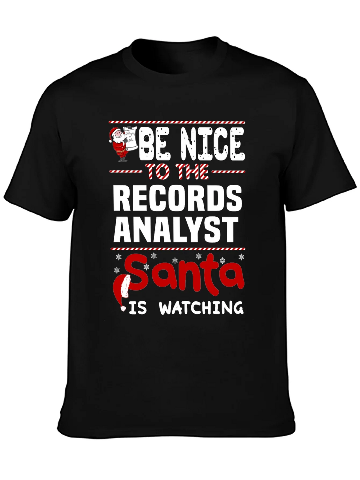Records Analyst Santa Watching T-Shirt product image 3