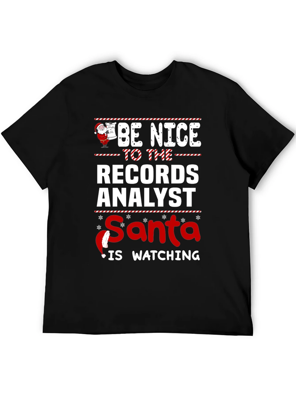 Records Analyst Santa Watching T-Shirt product image 5