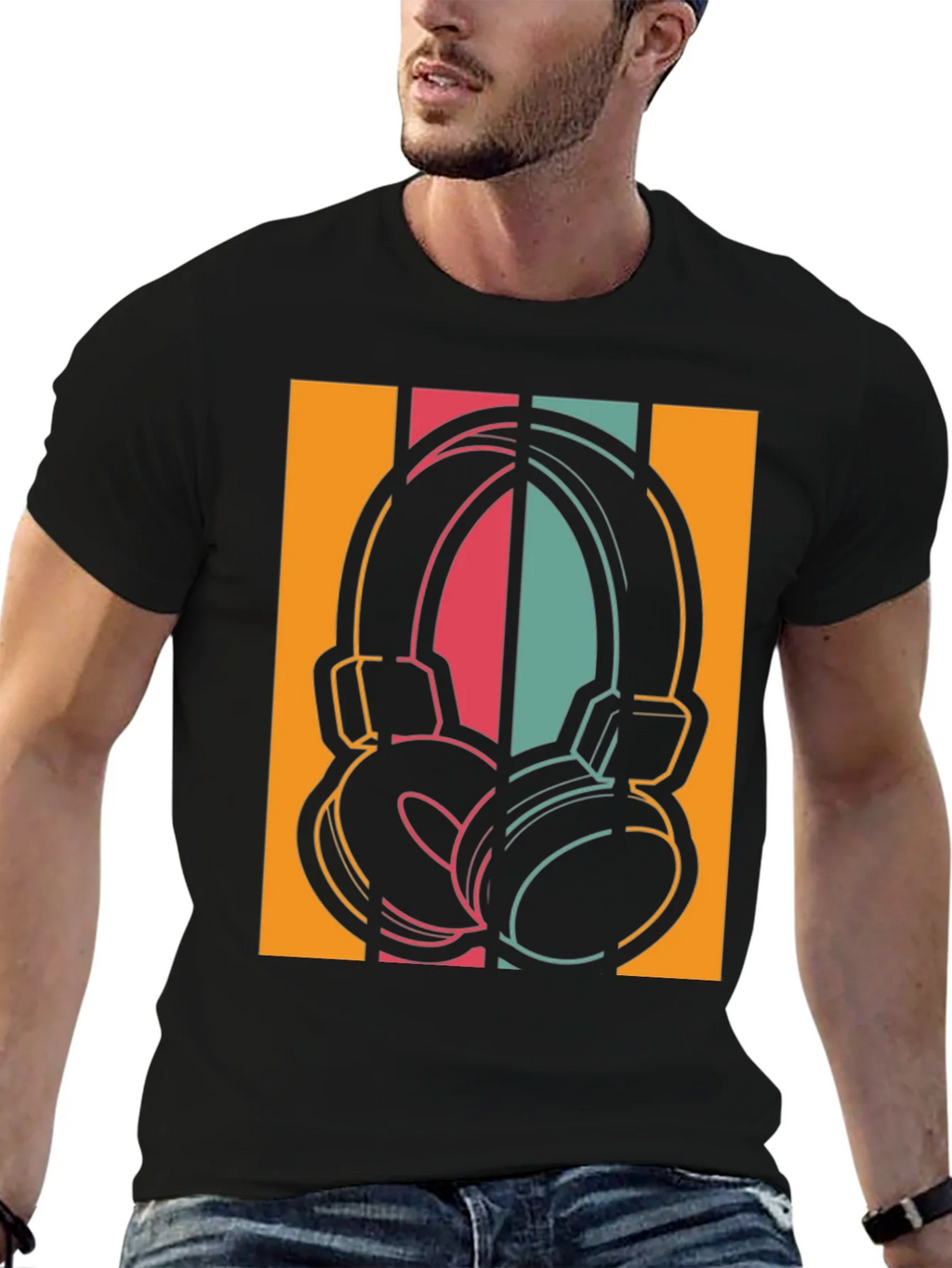 Retro Headphones Graphic Tee - Vintage Style Music Shirt product image 6