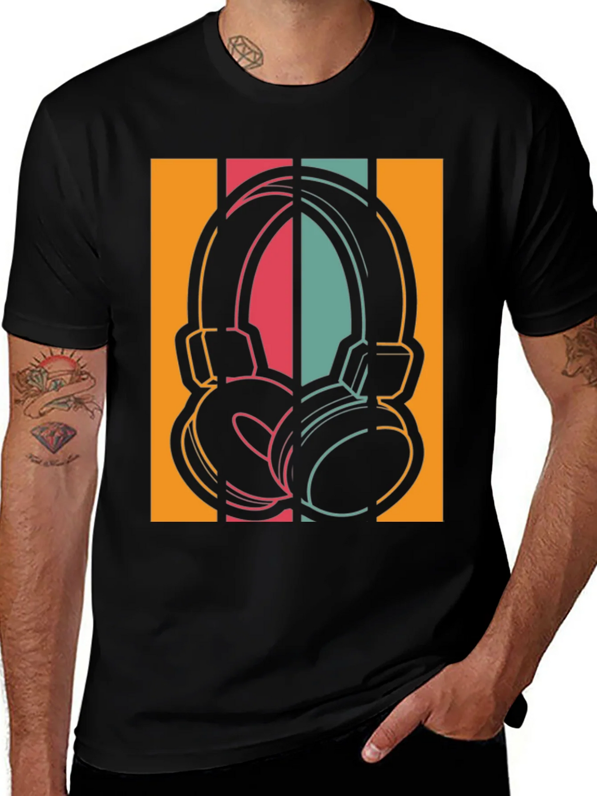 Retro Headphones Graphic Tee - Vintage Style Music Shirt product image 1