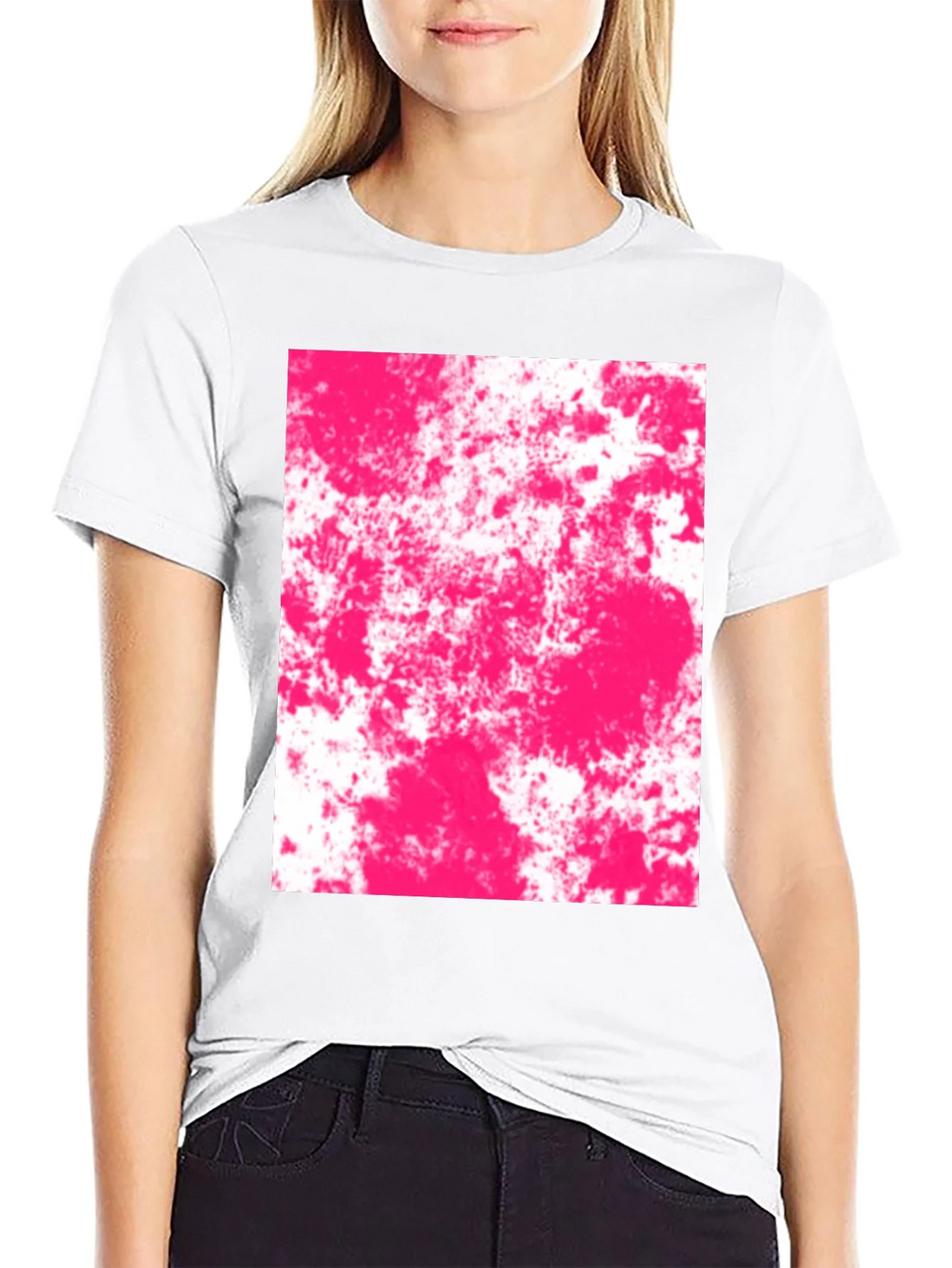 Abstract Pink Splatter Graphic Black T-Shirt product image 8