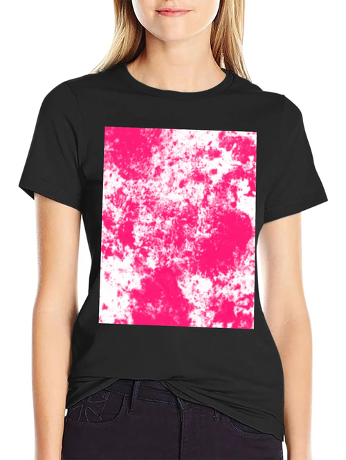 Abstract Pink Splatter Graphic Black T-Shirt product image 2