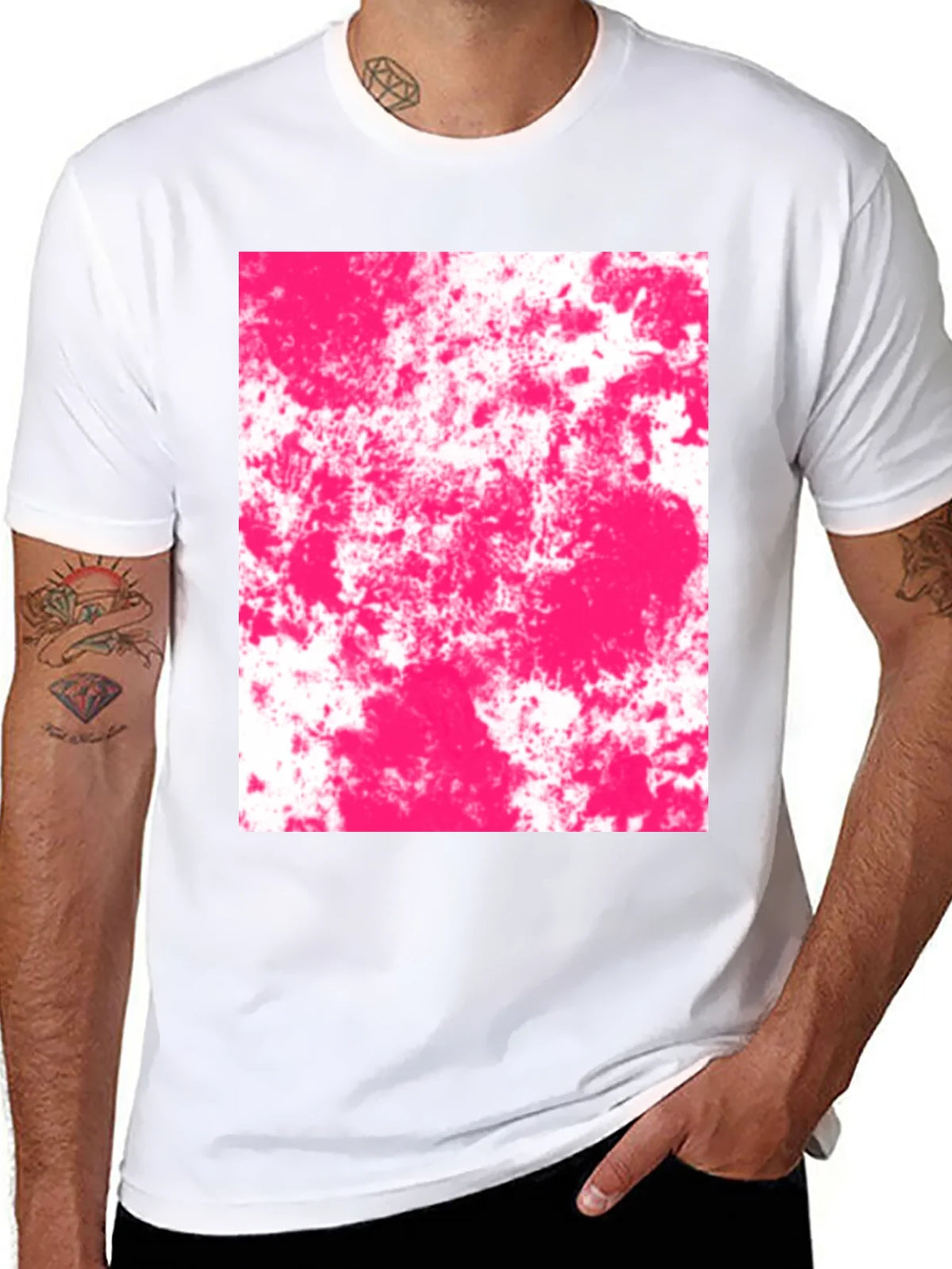 Abstract Pink Splatter Graphic Black T-Shirt product image 7