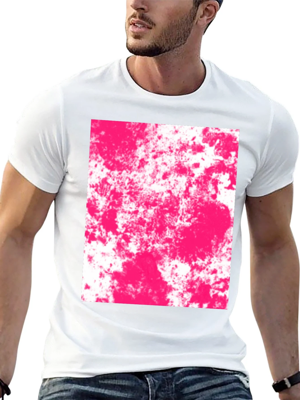 Abstract Pink Splatter Graphic Black T-Shirt product image 12