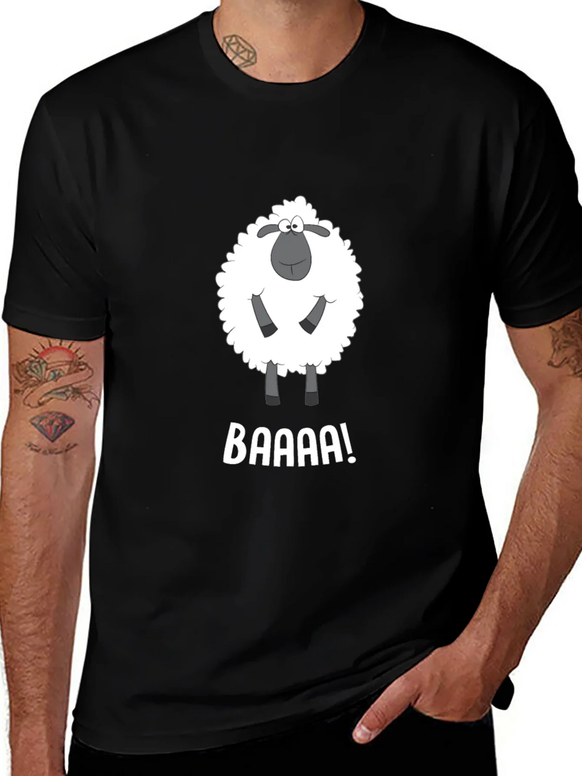 Funny Sheep BAAAA! Black T-Shirt product image 1