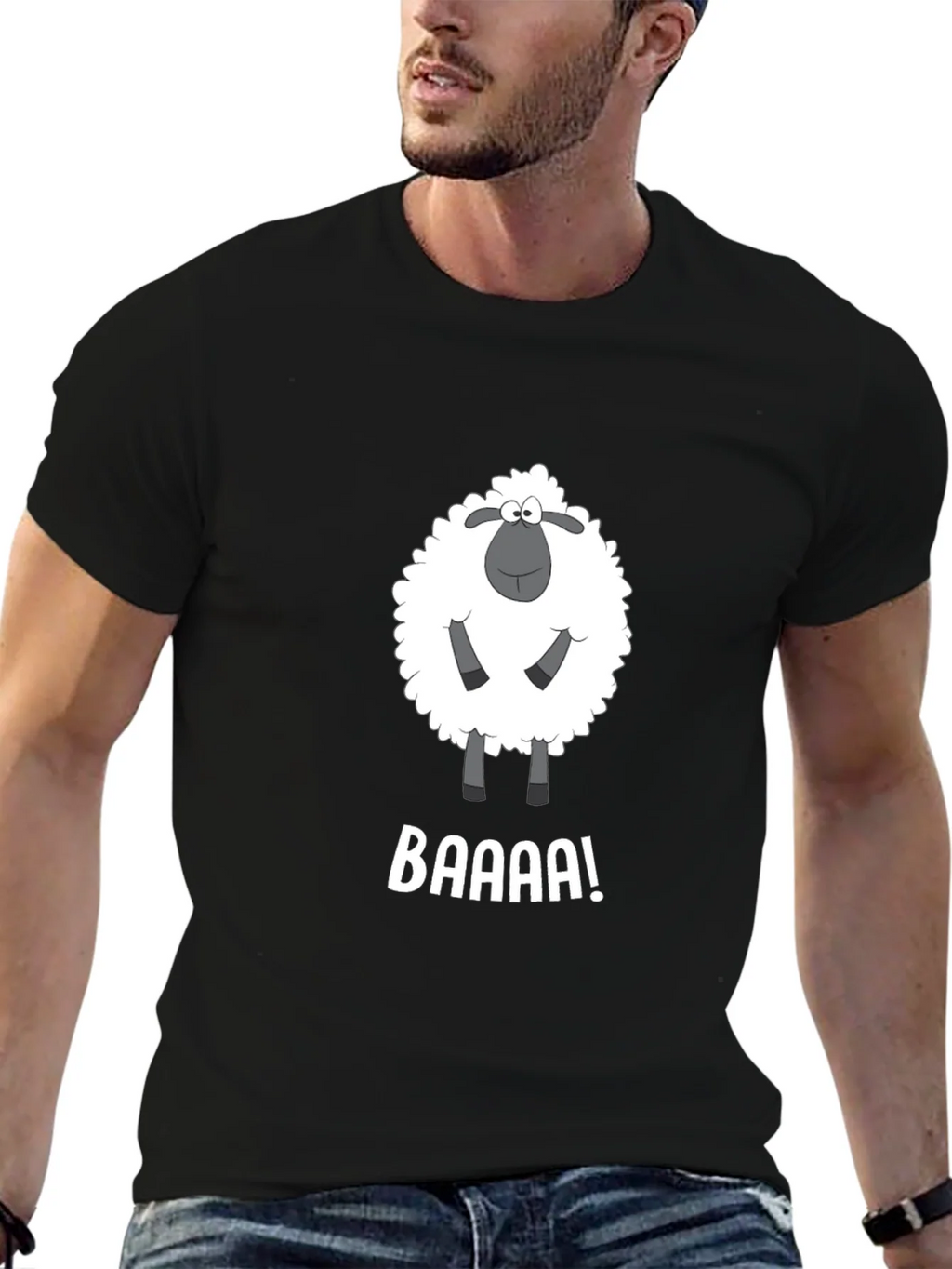 Funny Sheep BAAAA! Black T-Shirt product image 5