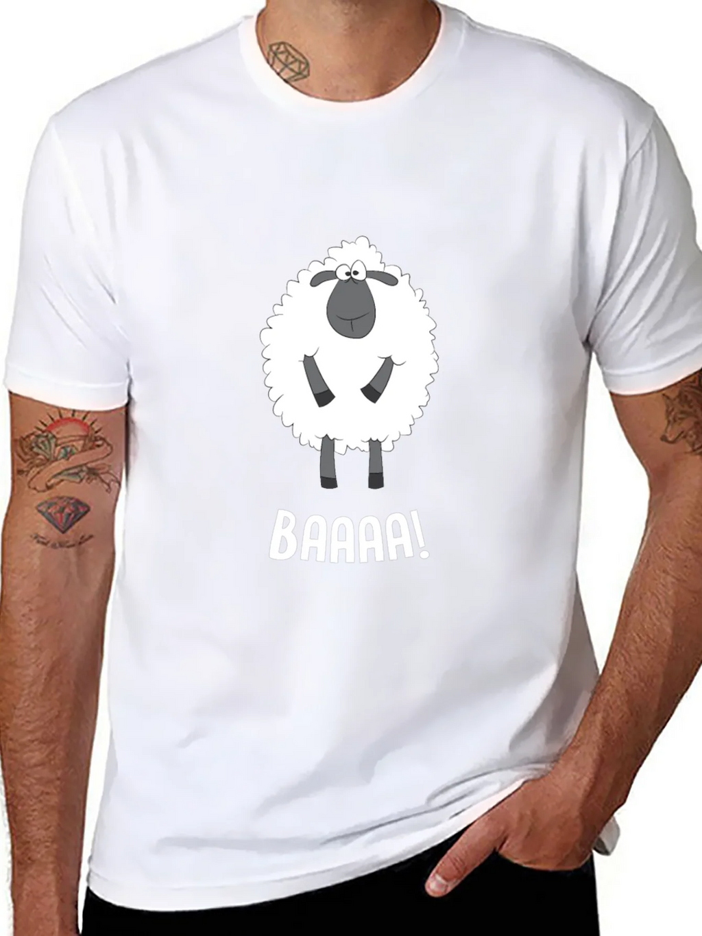 Funny Sheep BAAAA! Black T-Shirt product image 6