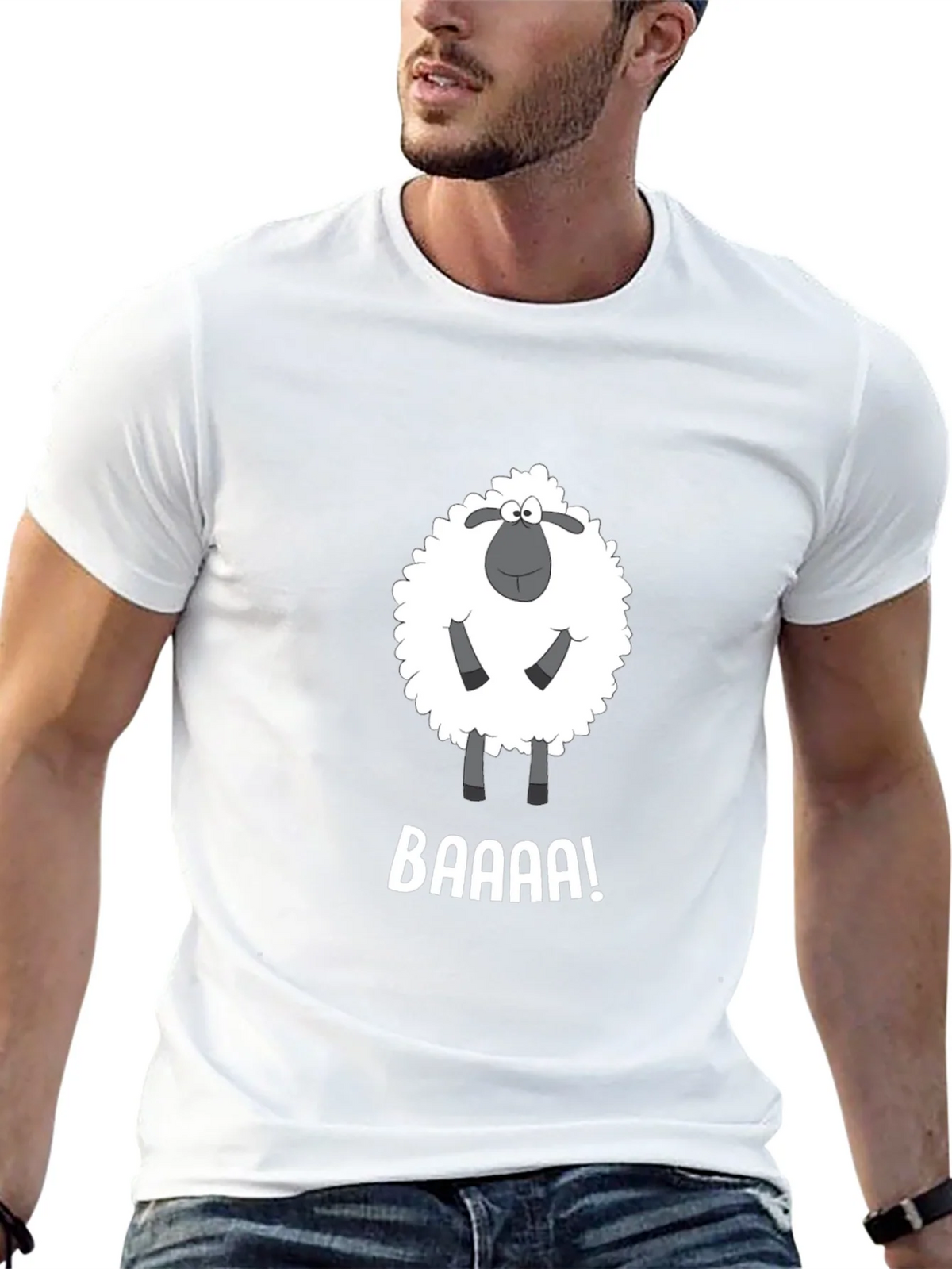 Funny Sheep BAAAA! Black T-Shirt product image 11