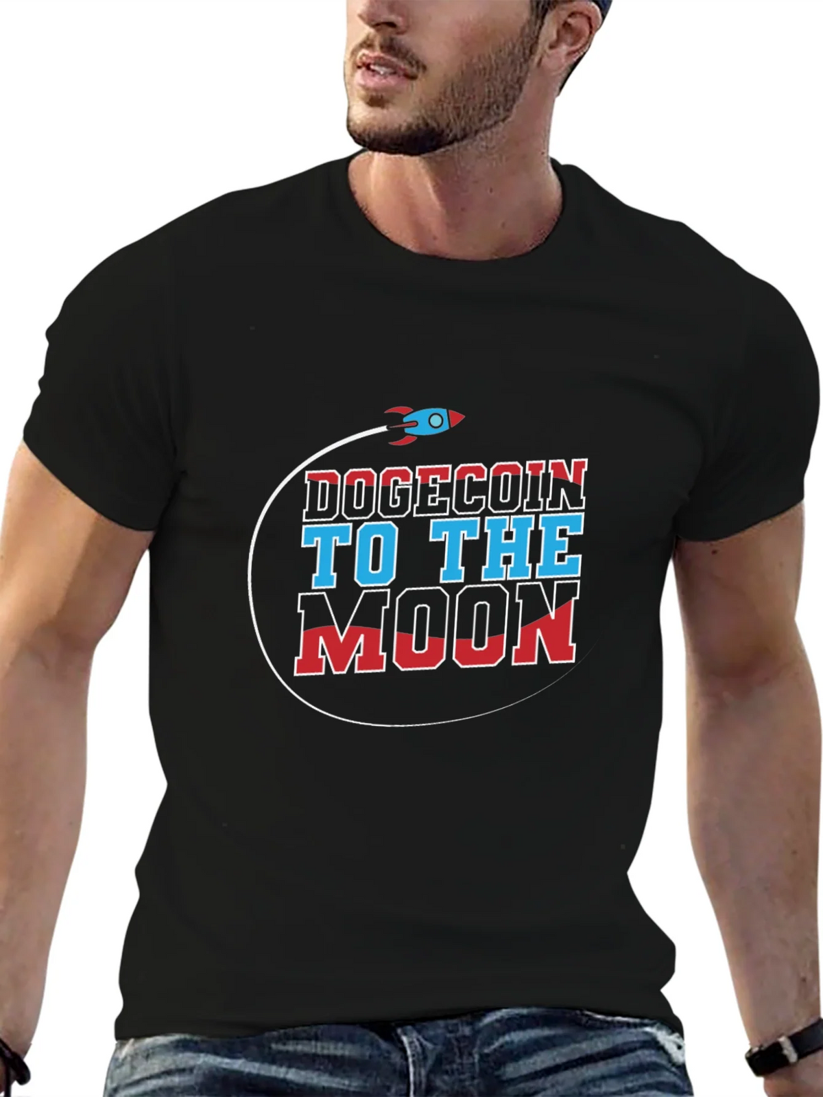Dogecoin to the Moon Graphic T-Shirt product image 6