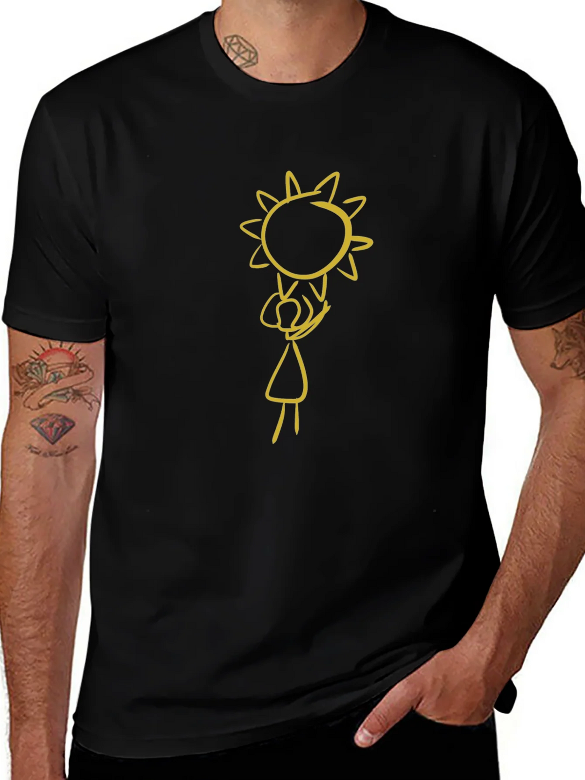 Black Graphic Tee: Sun Child Design product image 1