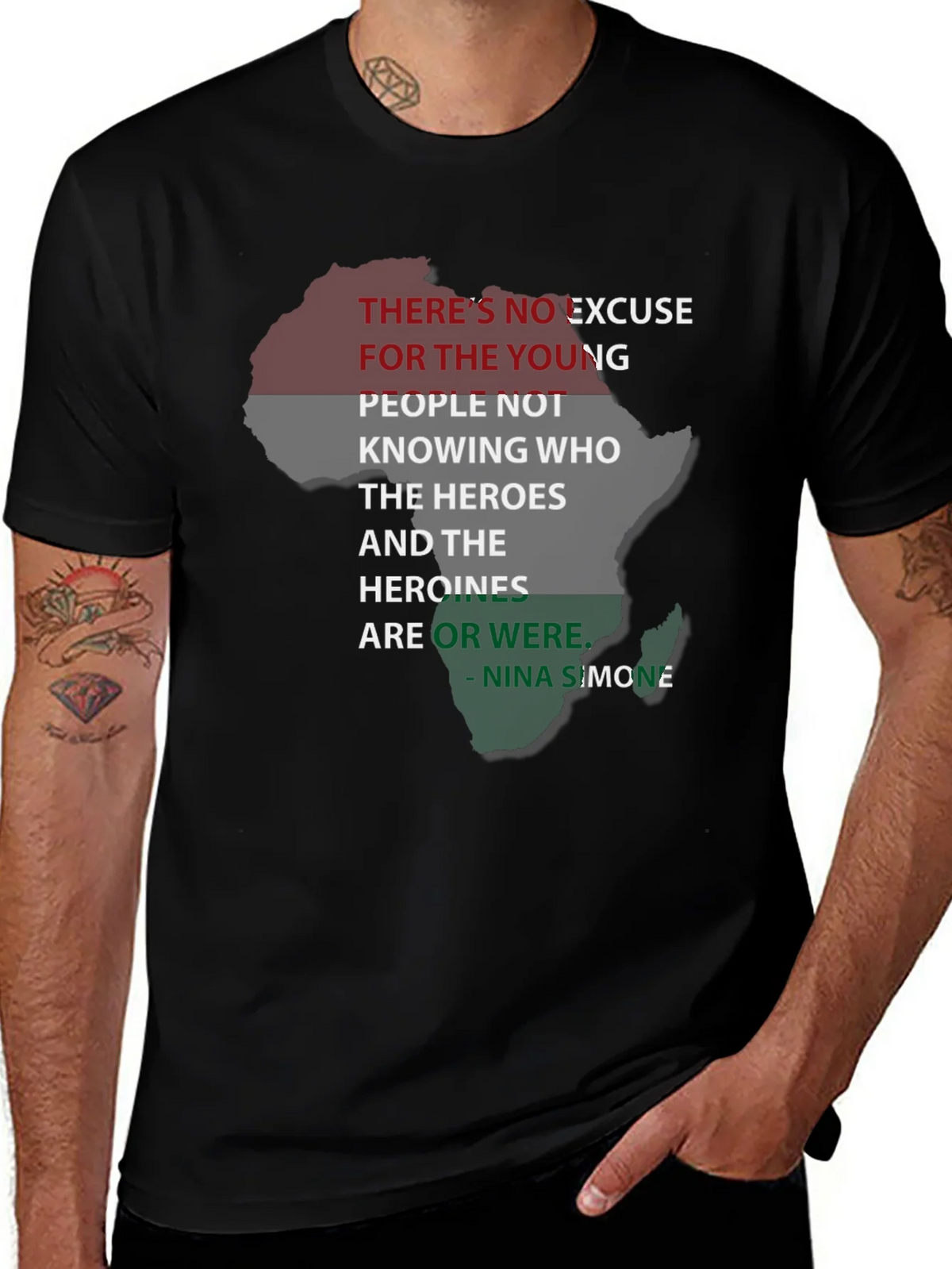 Black T-Shirt Nina Simone Quote Pan-African Flag Africa product image 1