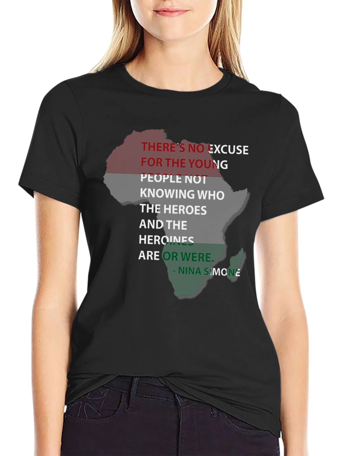 Black T-Shirt Nina Simone Quote Pan-African Flag Africa product image 2