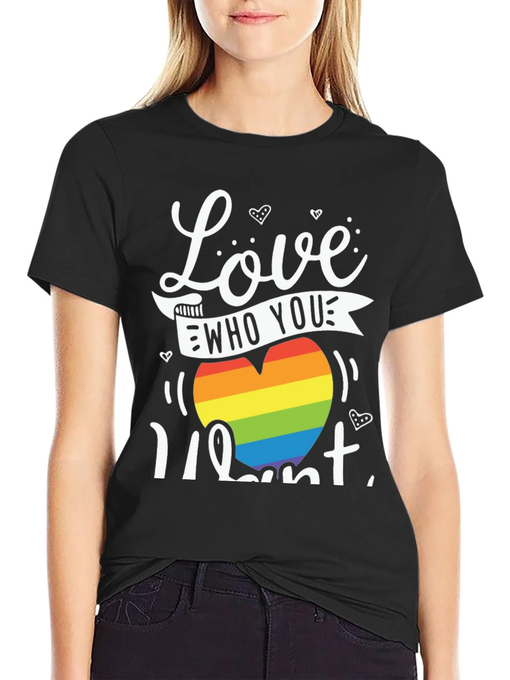 Love Who You Want Rainbow Heart Graphic Tee product image 2