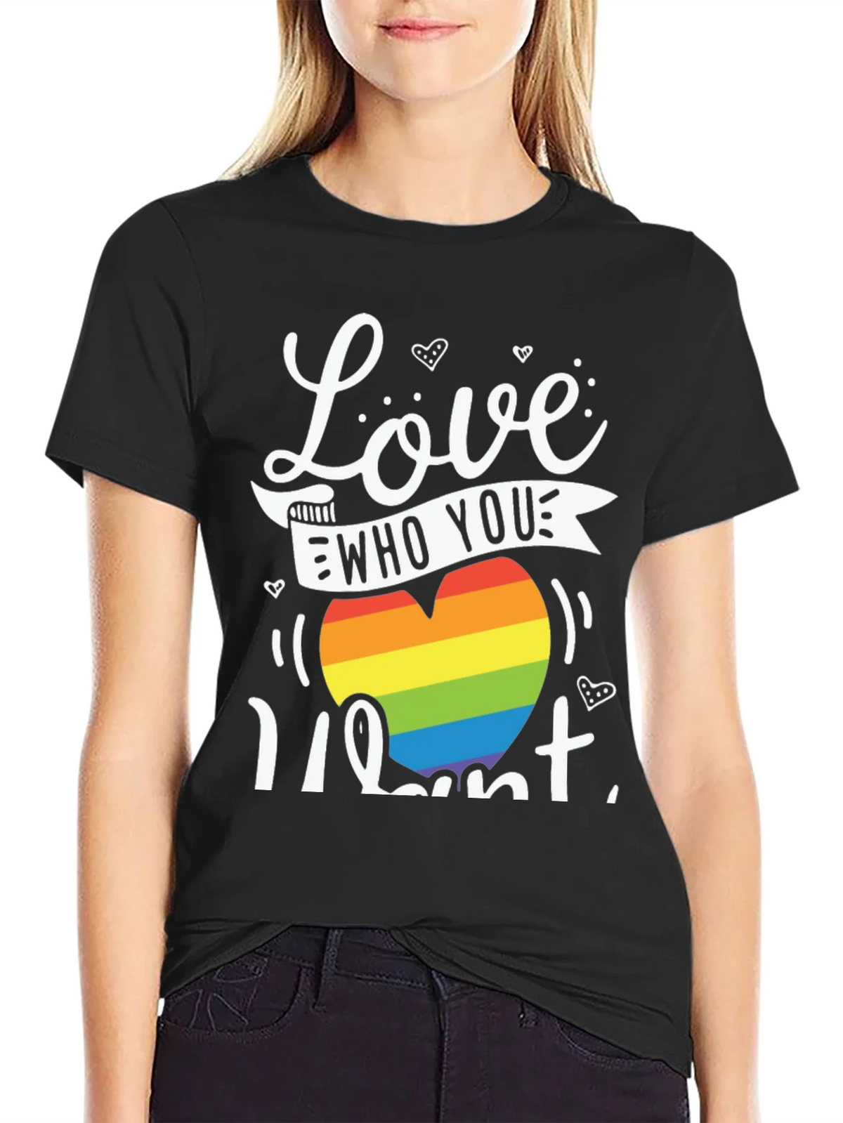 Love Who You Want Rainbow Heart Graphic Tee product image 2
