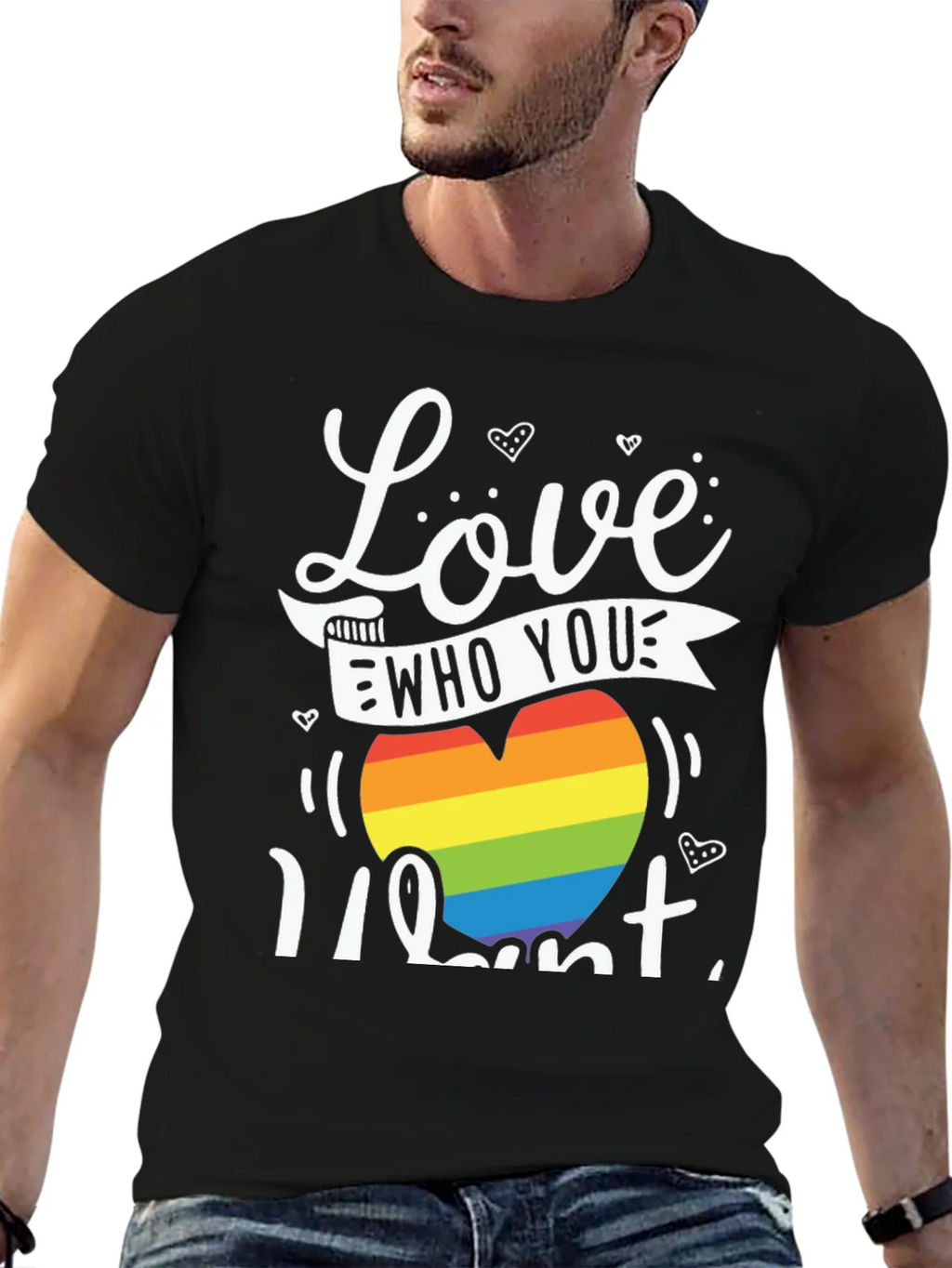 Love Who You Want Rainbow Heart Graphic Tee product image 6