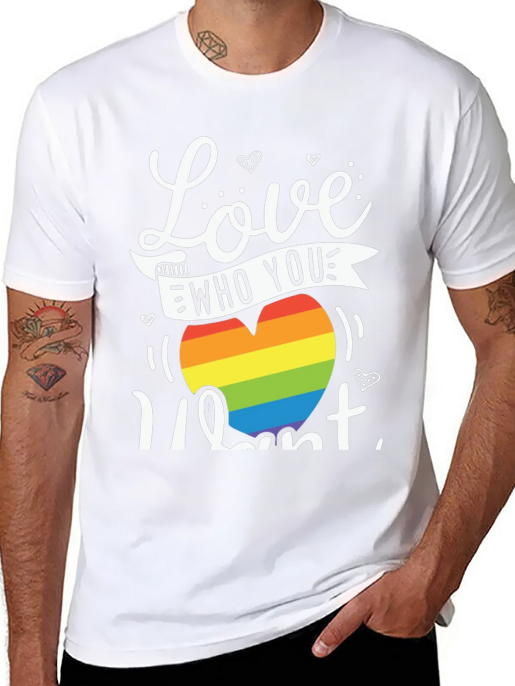 Love Who You Want Rainbow Heart Graphic Tee product image 7