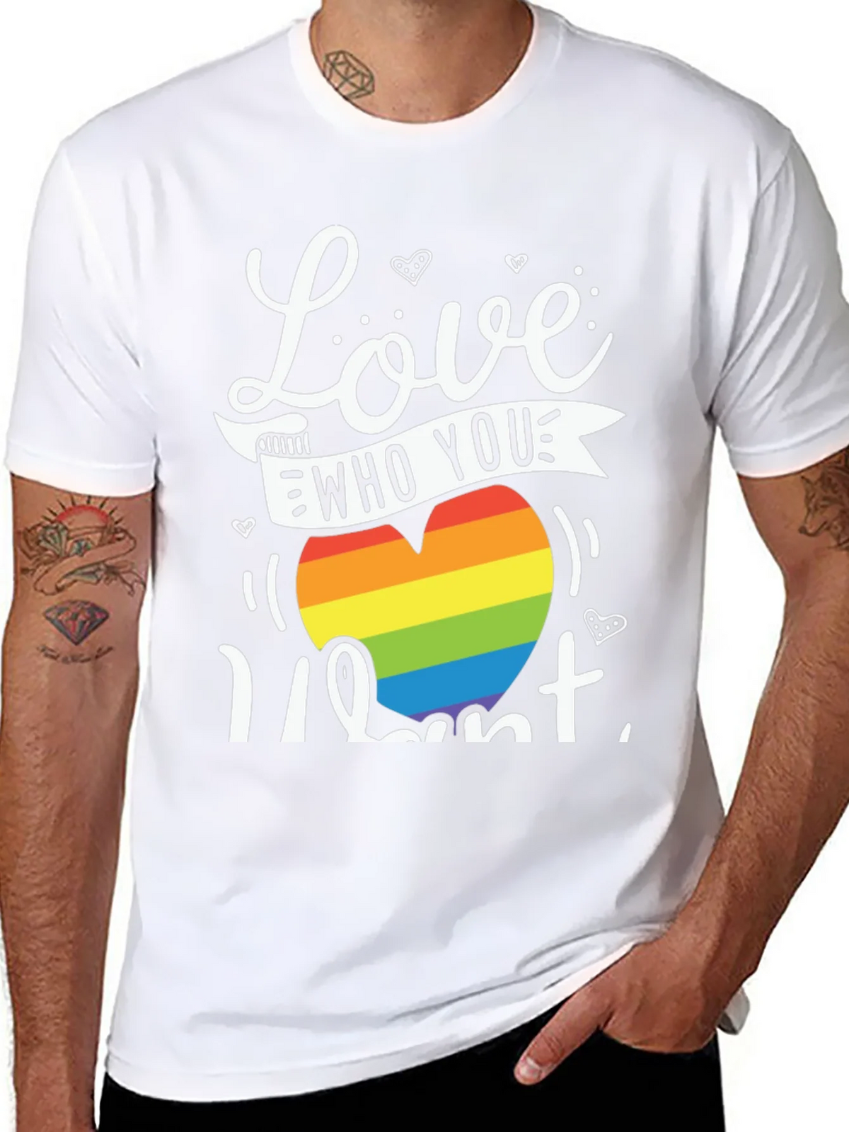 Love Who You Want Rainbow Heart Graphic Tee product image 7