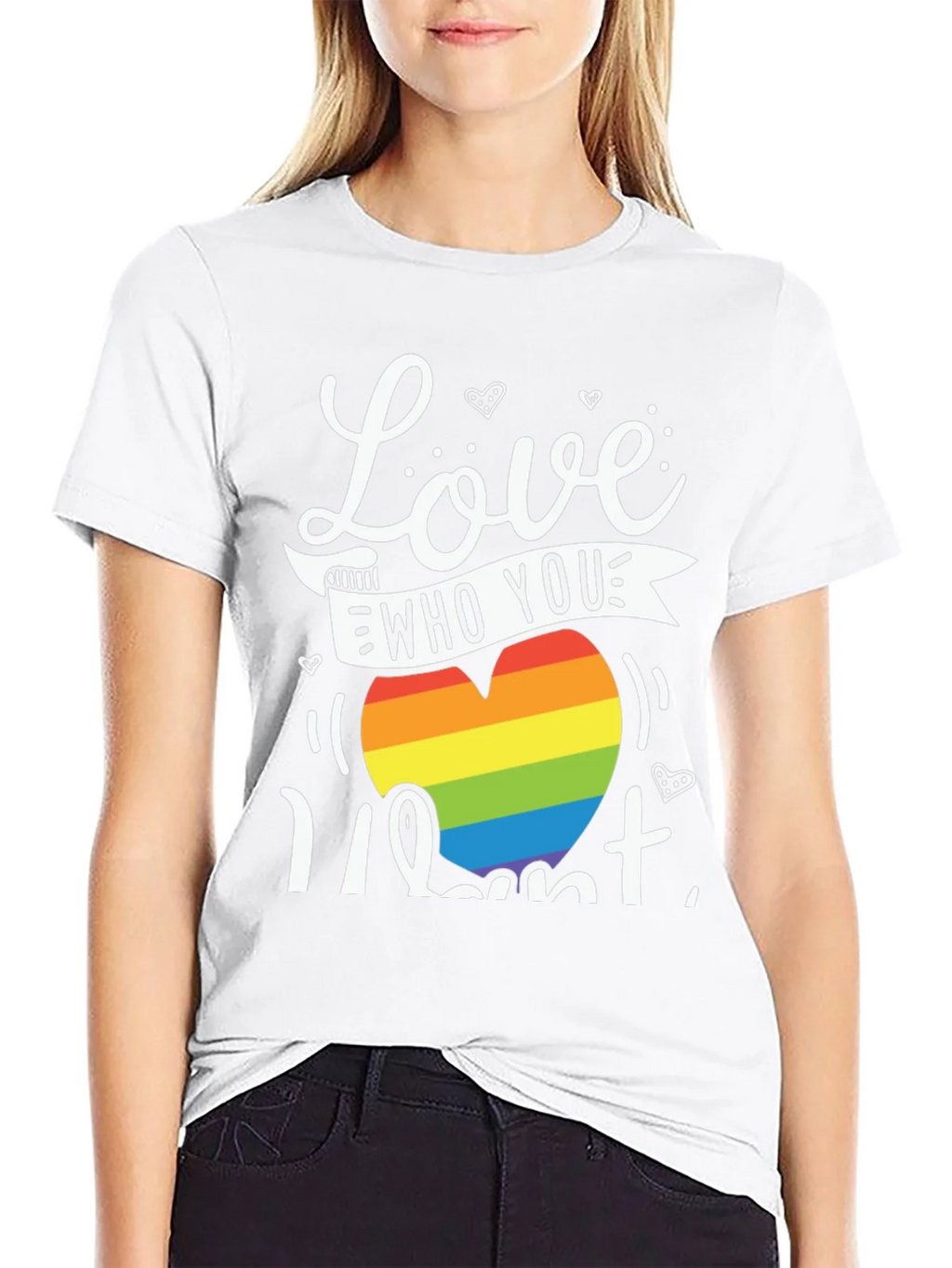 Love Who You Want Rainbow Heart Graphic Tee product image 8
