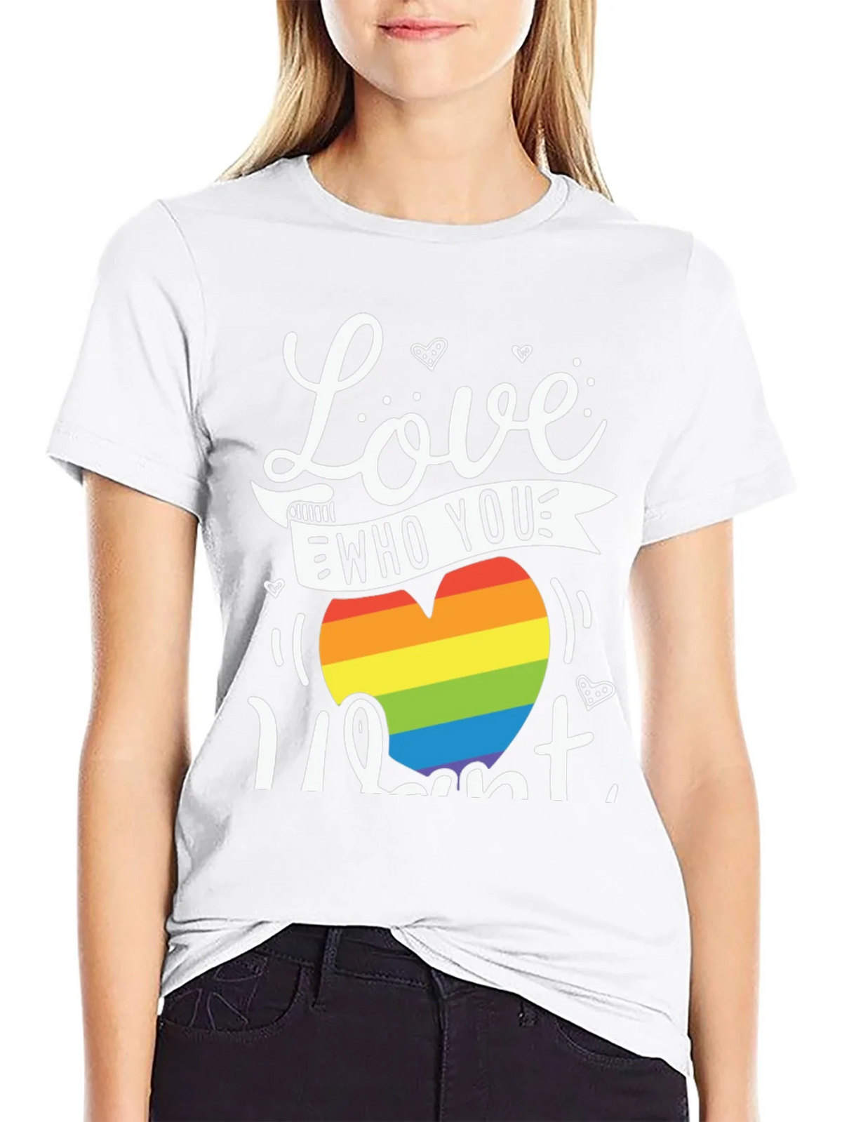 Love Who You Want Rainbow Heart Graphic Tee product image 8