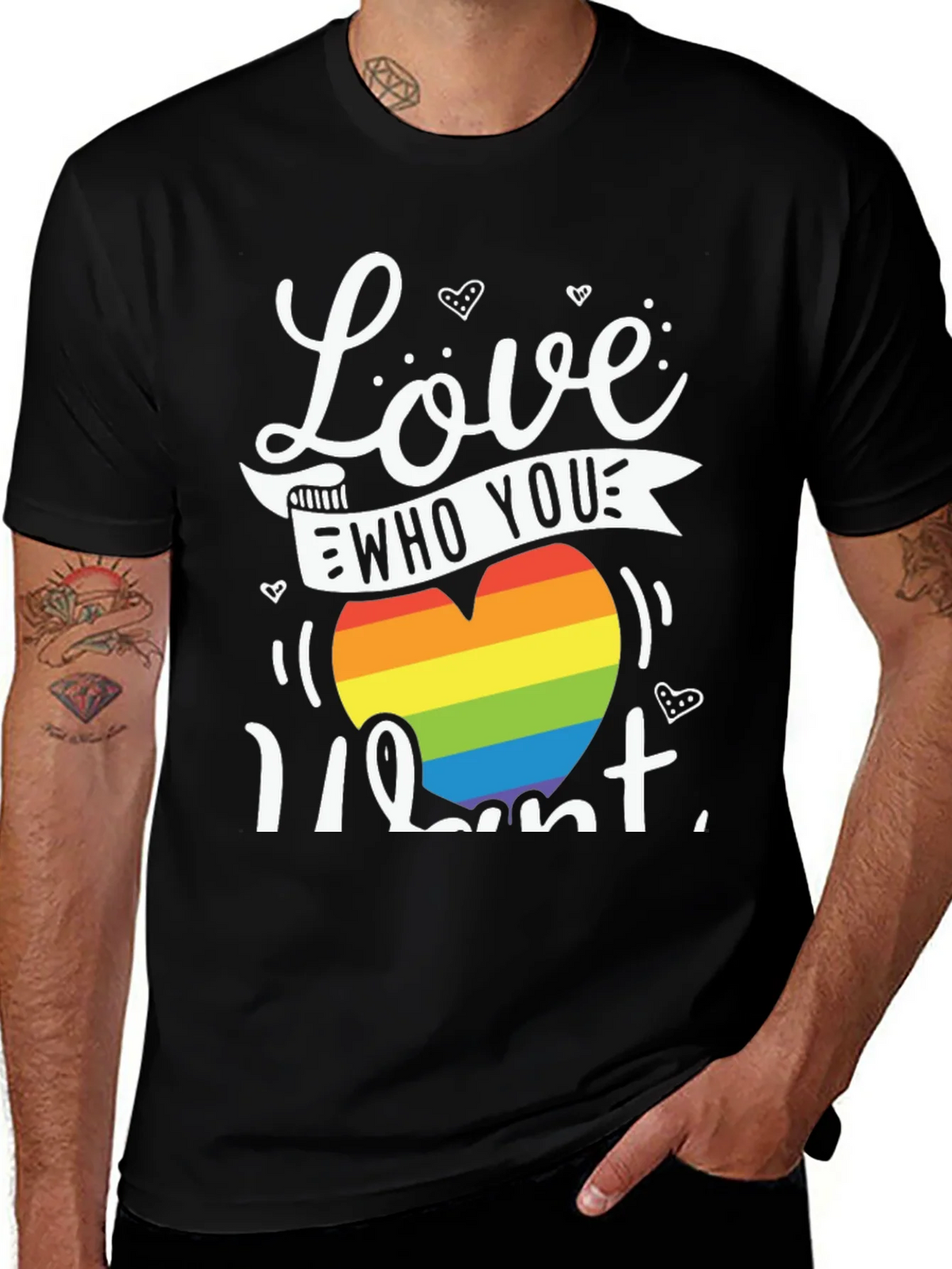 Love Who You Want Rainbow Heart Graphic Tee product image 1