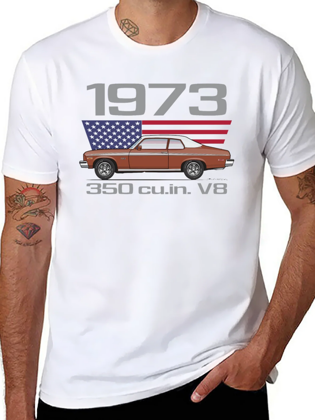 1973 Classic Car T-Shirt - V8 Engine Tee product image 7