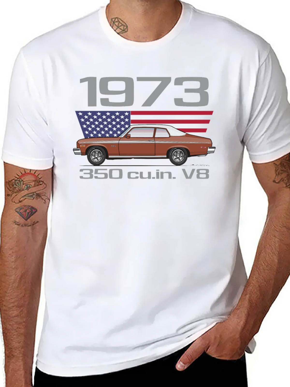 1973 Classic Car T-Shirt - V8 Engine Tee product image 7