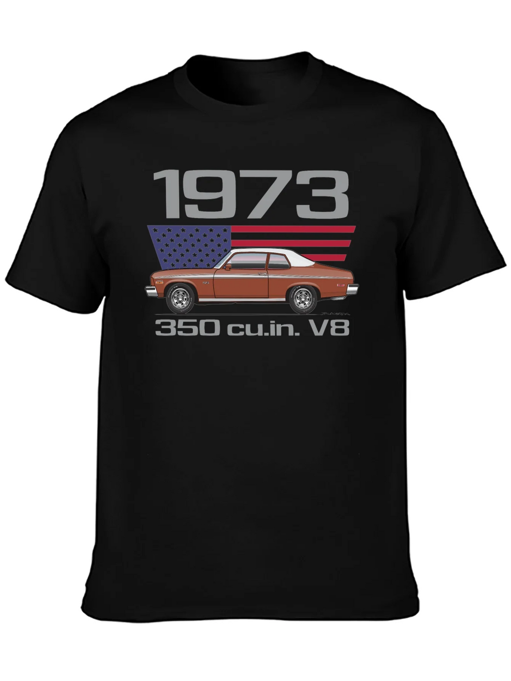 1973 Classic Car T-Shirt - V8 Engine Tee product image 3