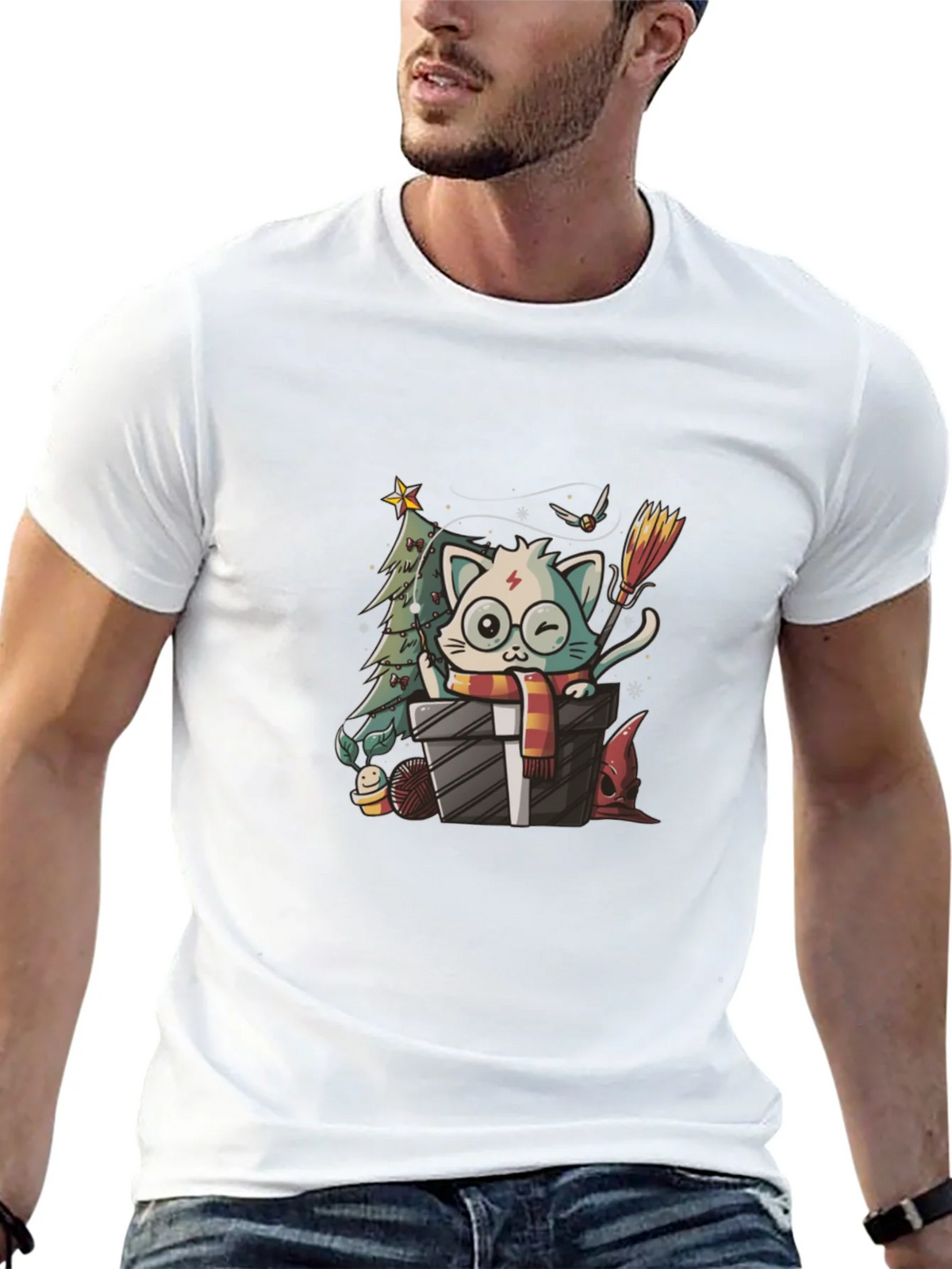Harry Potter Christmas Cat T-Shirt product image 12