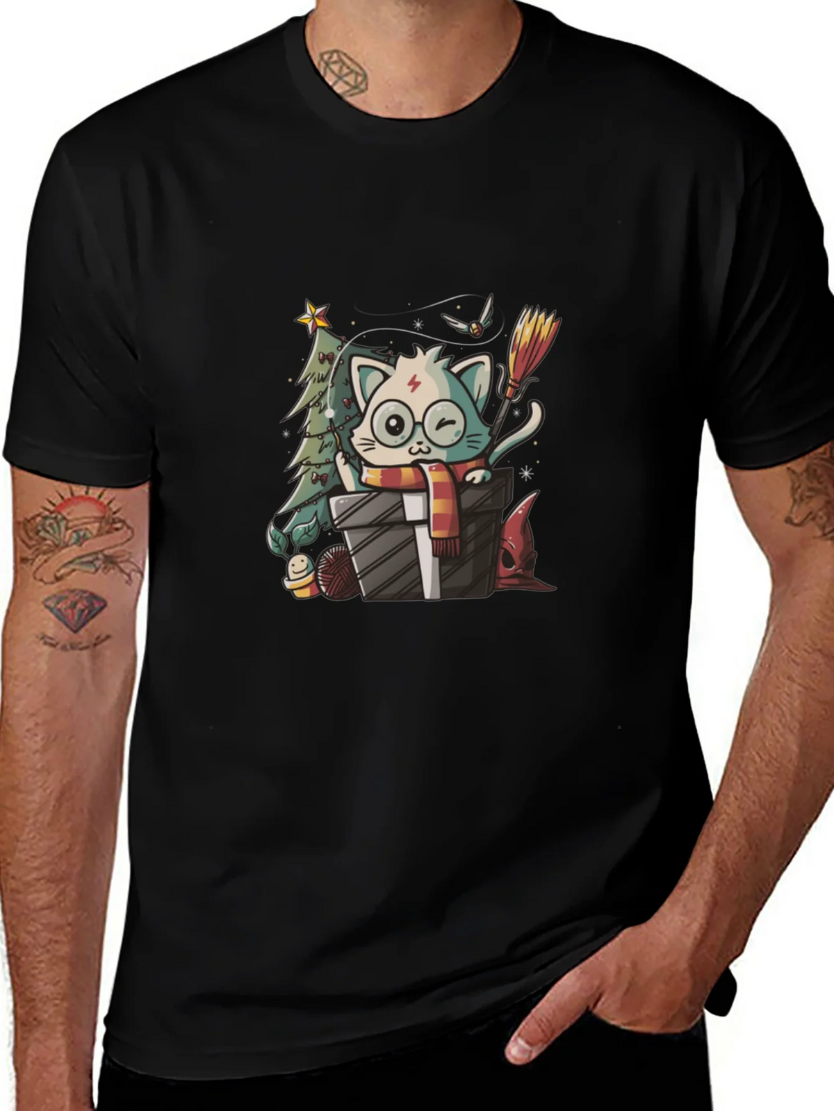 Harry Potter Christmas Cat T-Shirt product image 1