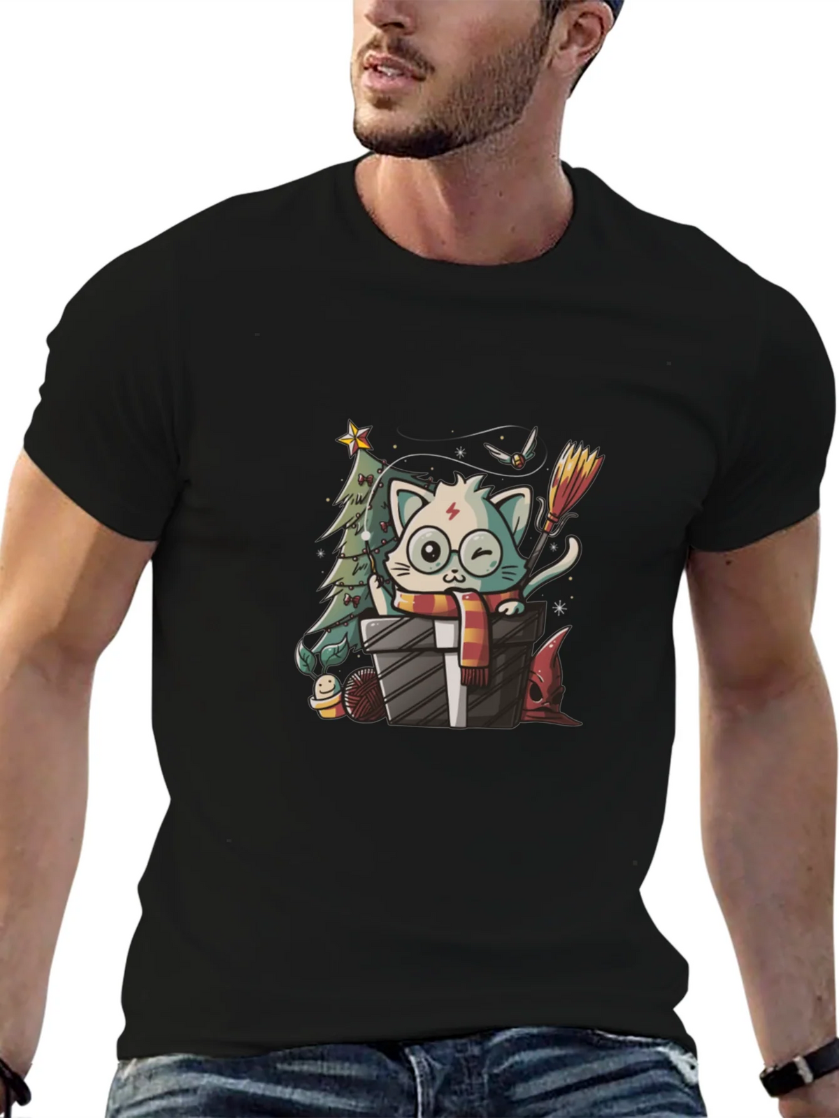 Harry Potter Christmas Cat T-Shirt product image 6