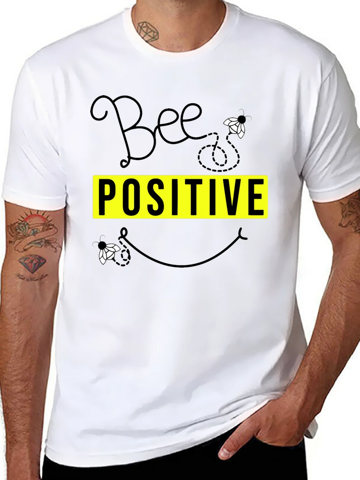 Bee Positive Graphic T-Shirt - Black product image 4