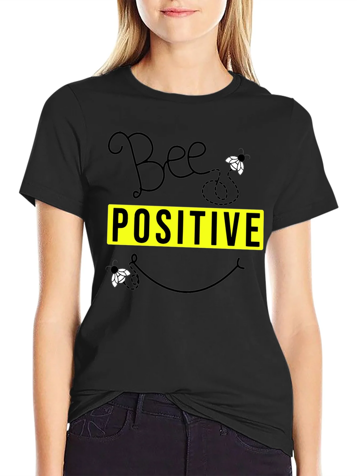Bee Positive Graphic T-Shirt - Black product image 1