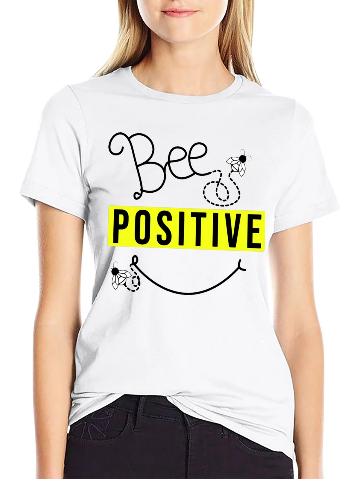 Bee Positive Graphic T-Shirt - Black product image 5