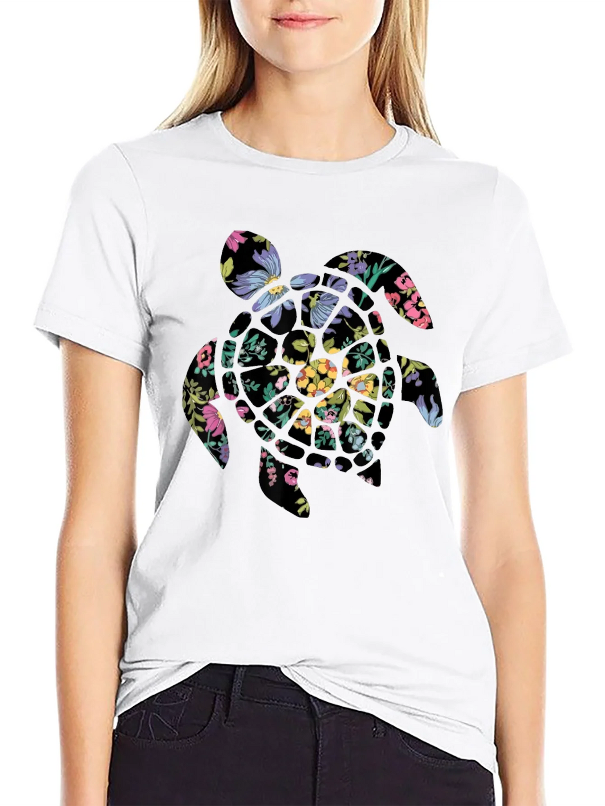 Floral Turtle Graphic Tee - Black product image 8